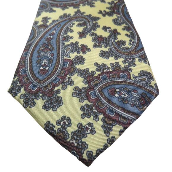 Vintage Christian Dior Neck Tie Yellow & Blue Retro Paisley Silk Tie Designer - Picture 3 of 6